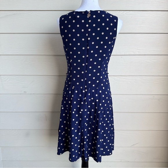 Tommy Hilfiger Navy Polka Dot Sleeveless‎ Dress | Retro Fit & Flare - Picture 4 of 8